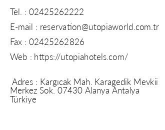 Utopia World Hotel iletiim bilgileri